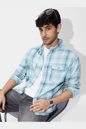 The Souled Store Men Spread Collar Tartan Checked Cotton Casual Shirt