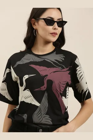 Difference of Opinion Women Conversational Printed Round Neck Cotton Oversized T-Shirt