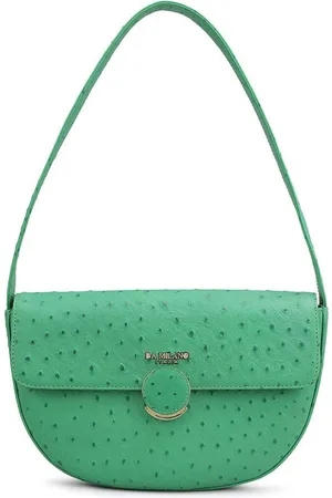Da Milano Textured Leather Half Moon Sling Bag with Cut Work