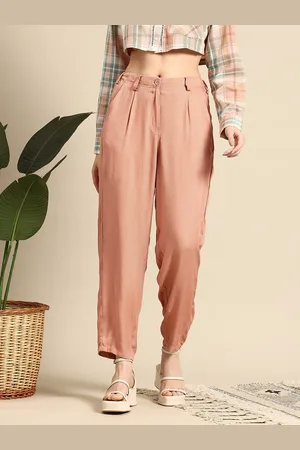 Mast & Harbour Women Tapered Fit High-Rise Pleated Trousers
