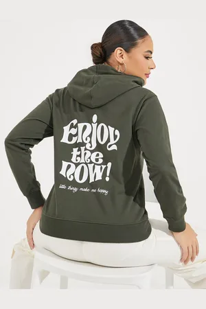 Styli Women Regular Length Regular Fit Sweatshirt Hoodie With Placement Text