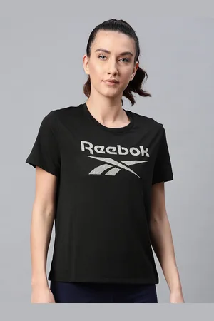 Reebok Women Black Slim Fit Workout Ready Supremium Big Logo T-Shirt