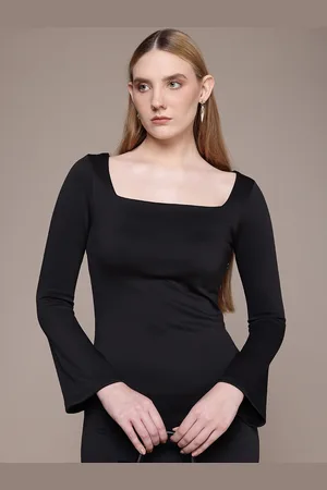 French Connection Square Neck Flared Sleeves Sheath Midi Dress
