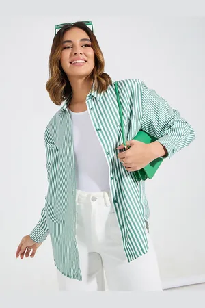 Styli Women Striped Dropped Shoulder Oversized Shirt