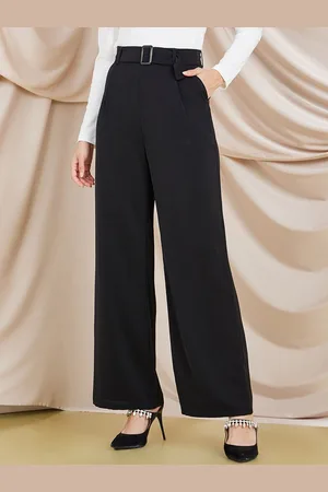 Styli Women High Waist Wide Leg Belted Trouser