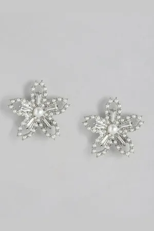 Forever New Rory Pearl & Stone Flower Earrings