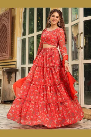 Janasya Printed Ready to Wear Lehenga & Blouse With Dupatta