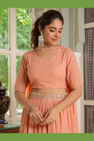 Janasya Embellished Beads and Stones Ready to Wear Lehenga & Blouse With Dupatta