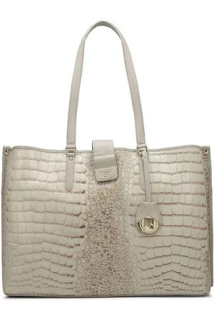 Da Milano Animal Textured Leather Oversized Shopper Tote Bag