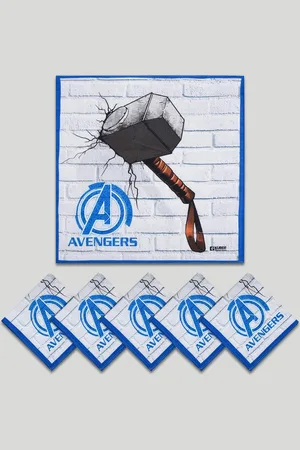 Kuber Industries Kids Pack Of 6 Avengers Printed Cotton Handkerchiefs