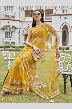 Tikhi Imli Embellished Embroidered Net Saree