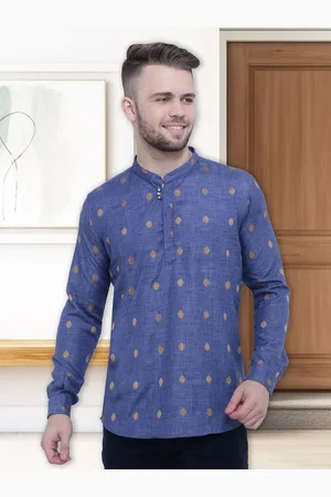 Kuons Avenue Geometric Indigo Kurta