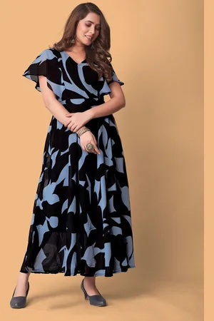 Kalini Women Abstract Printed Flared Sleeve Fit & Flare Maxi Dress