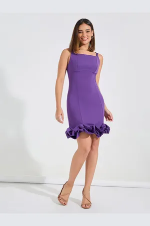 Styli Women Solid Ruffled Hem Sleeveless Bodycon Mini Dress