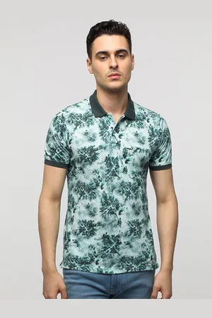 Crocodile Men Floral Printed Polo Collar Pure Cotton Slim Fit T-Shirt