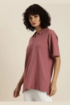 Dillinger Women Solid Polo Collar Cotton Oversized T-Shirt