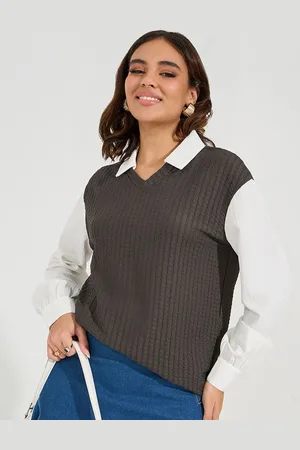 Styli Women Knit Oversized Regular Length Shirt