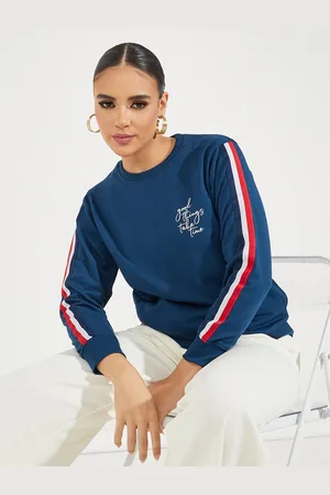 Styli Women Regular Length Regular Fit Sweatshirt With Sleeve Piping
