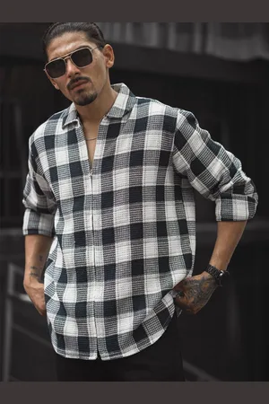 Powerlook Men Spread Collar Tartan Checked Casual Shirt