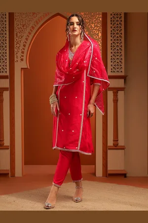 Bani Women Ethnic Motifs Embroidered Thread Work Straight Kurta With Trousers & Dupatta