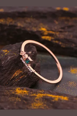 Yellow Chimes Rose Gold-Plated CZ-Studded Bangle