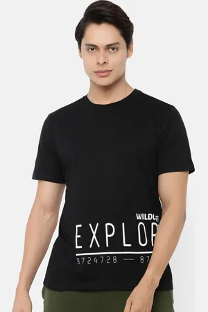 Wildcraft Men Black Typography Printed Applique T-shirt