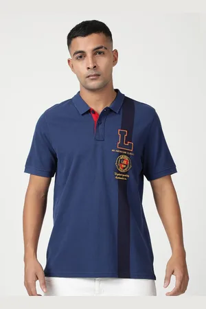 Lee Men Typography Printed Polo Collar Slim Fit Cotton T-shirt