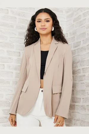 Styli Women Roll-Up Sleeves Open Front Regular Fit Longline Blazer