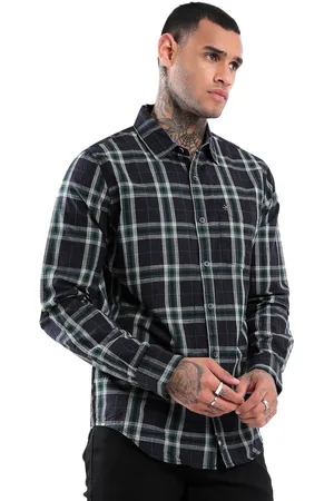WROGN Men Custom Slim Fit Tartan Checks Opaque Checked Casual Shirt