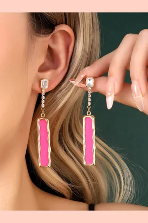 Salty Rhinestone Beaded Contemporary Drop Earrings