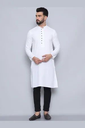 Even Printed Band Collar Pure Cotton Straight Kurta