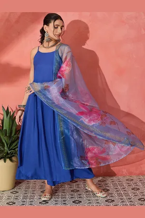 InWeave Shoulder Straps Anarkali Kurta With Palazzos & Dupatta