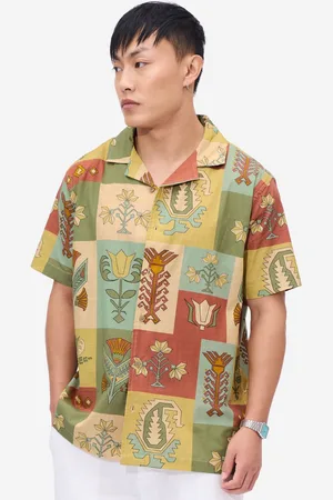 The Souled Store Men Cuban Collar Floral Printed Cotton Casual Shirt