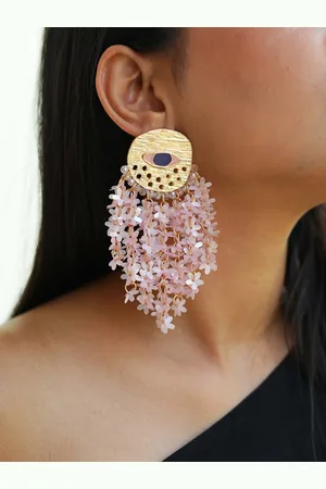 ISHKAARA Gold-Plated Contemporary Tassel Long Feather Drop Earrings