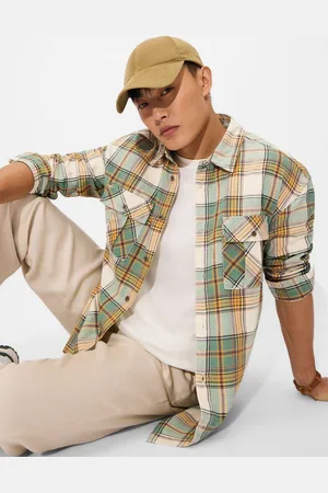 The Souled Store Men Spread Collar Tartan Checked Cotton Casual Shirt
