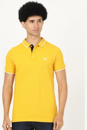 Lee Men Yellow Polo Collar Slim Fit T-shirt