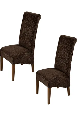 HOKIPO Brown 2 Pieces Stretchable Velvet Long Back Chair Covers