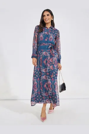 Styli Women Long Sleeve Shirt Maxi Dress