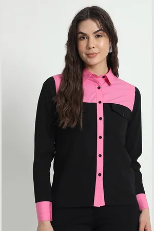 CHARMGAL Colourblocked Slim Fit Spread Collar Curved Casual Shirt