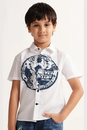 Blue Giraffe Boys Printed Pure Cotton Casual Shirt