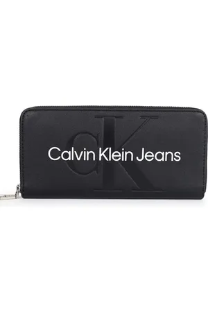 Calvin Klein Women Typography Printed PU Zip Around Wallet