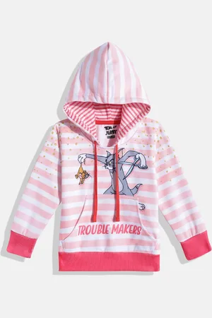 Eteenz Girls Tom & Jerry Printed Hooded Cotton Sweatshirt