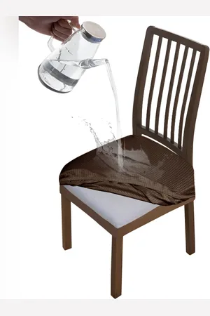 HOKIPO Brown Jacquard Waterproof Stretchable Chair Seat Cover