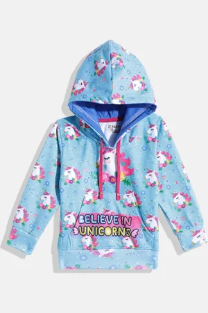 Eteenz Girls Printed Hooded Cotton Sweatshirt