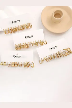 Jewels Galaxy Set of 24 Gold Plated Half Hoop Earrings
