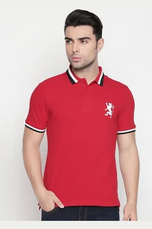 Giordano Men Red Solid Polo Collar T-shirt