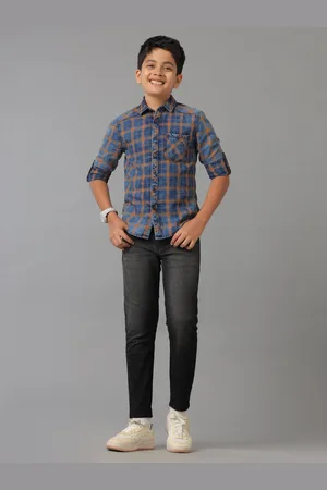 UNDER FOURTEEN ONLY Boys Tartan Checks Opaque Checked Casual Shirt