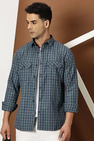 Invictus Men Original Cutaway Collar Tartan Checks Checked Cotton Slim Fit Casual Shirt