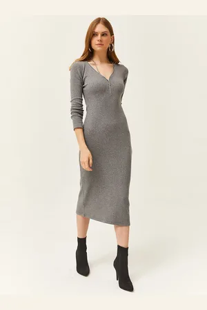 Olalook Women Solid Cotton Bodycon Dress