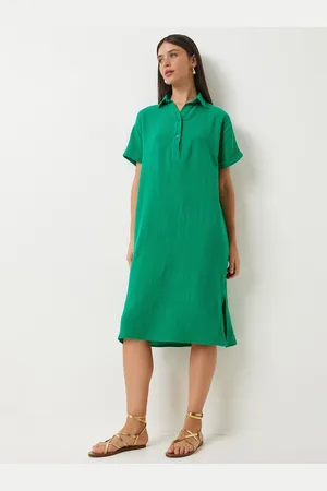 Happiness istanbul Women Shirt Collar Regular Sleeves T-shirt Dress